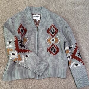 Wrangler Aztec Knit Zip Up Jacket